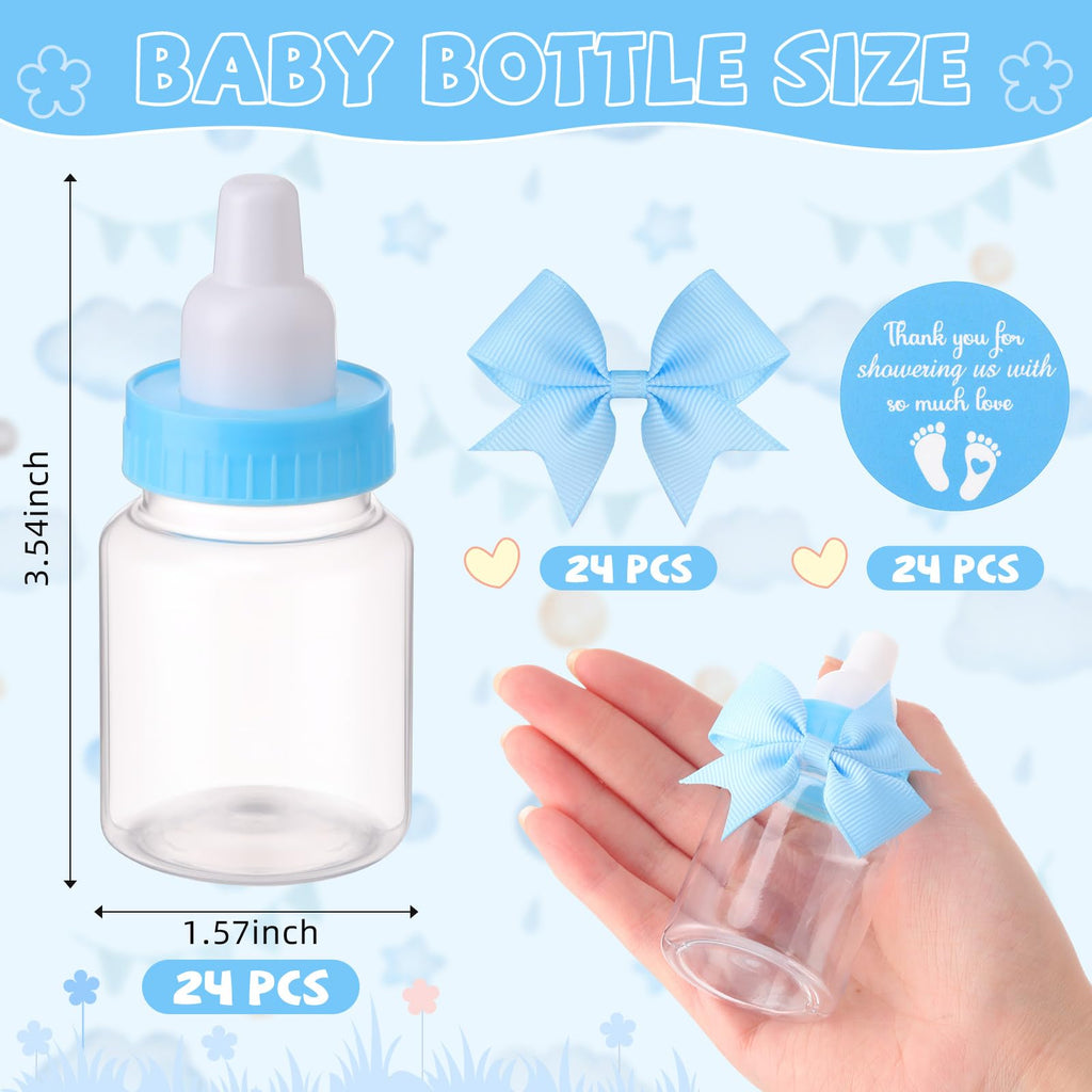 Teenyyou 48 Sets 3.5 Inch Blue Mini Baby Bottles for Baby Shower Party Favor Game Plastic (additional view 1)