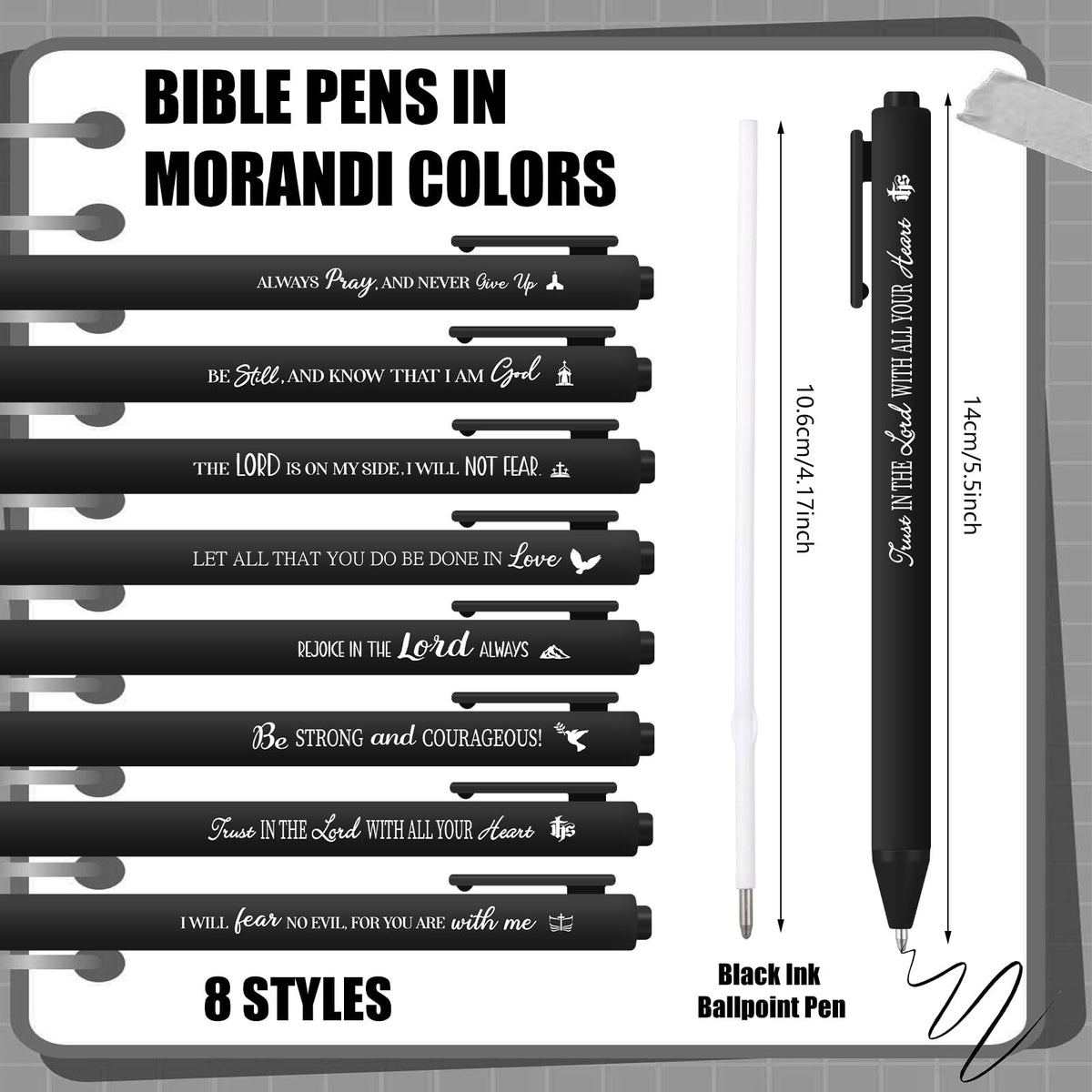 Sayglossy Pens Christian Pens Bulk - Black / Bible Verse view 2