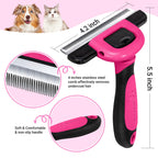 MIU COLOR Pet Grooming Brush Deshedding Tool for Dogs & Cats - Hot Pink / Short and Medium Hair view 1