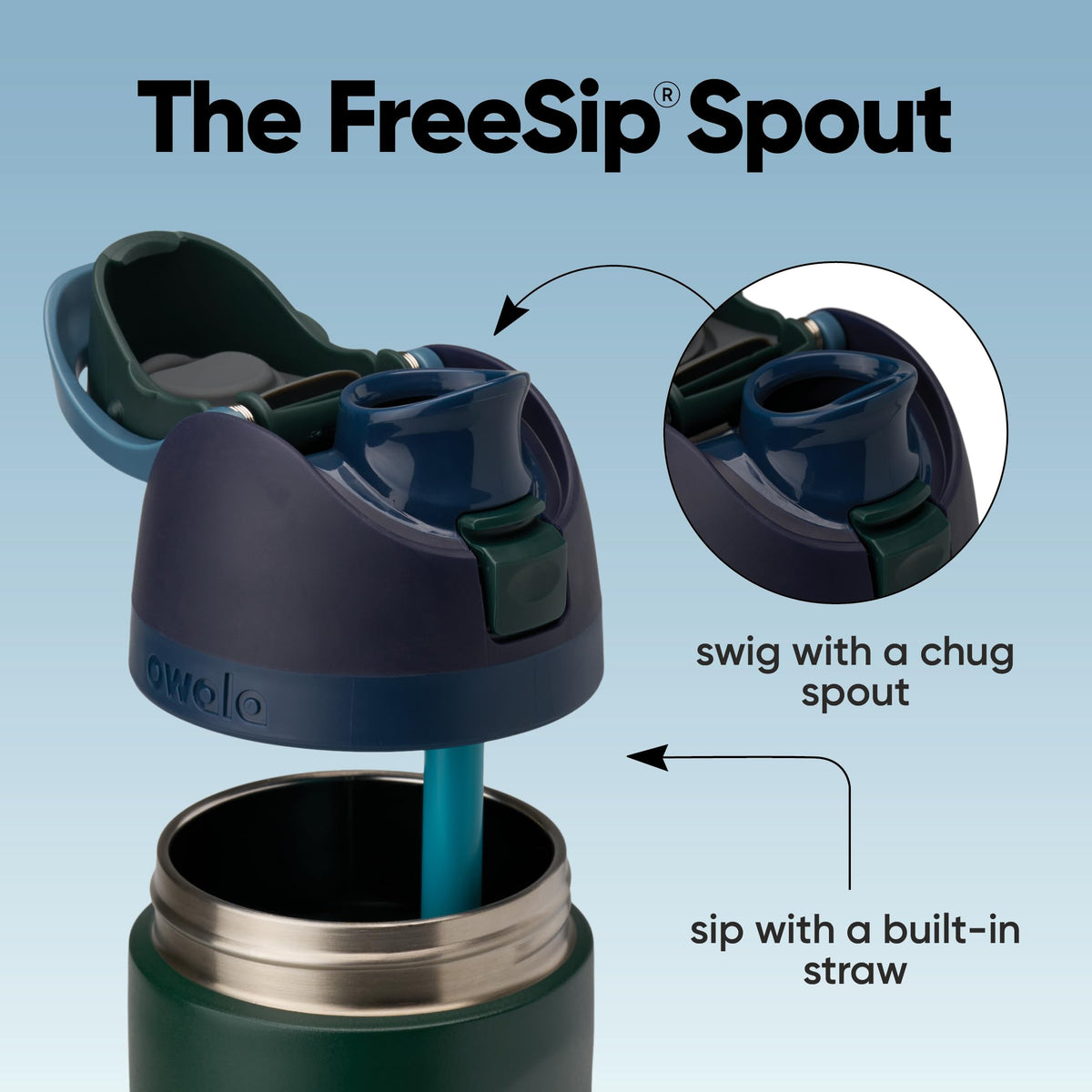Owala FreeSip Stainless Steel Water Bottle 24 oz Lost Signal (C08710)