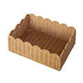 Scalloped Basket, Wicker Storage Baskets, Hand Woven Baskets for Shelves,Natural Baskets for Organizing - Light Brown / M