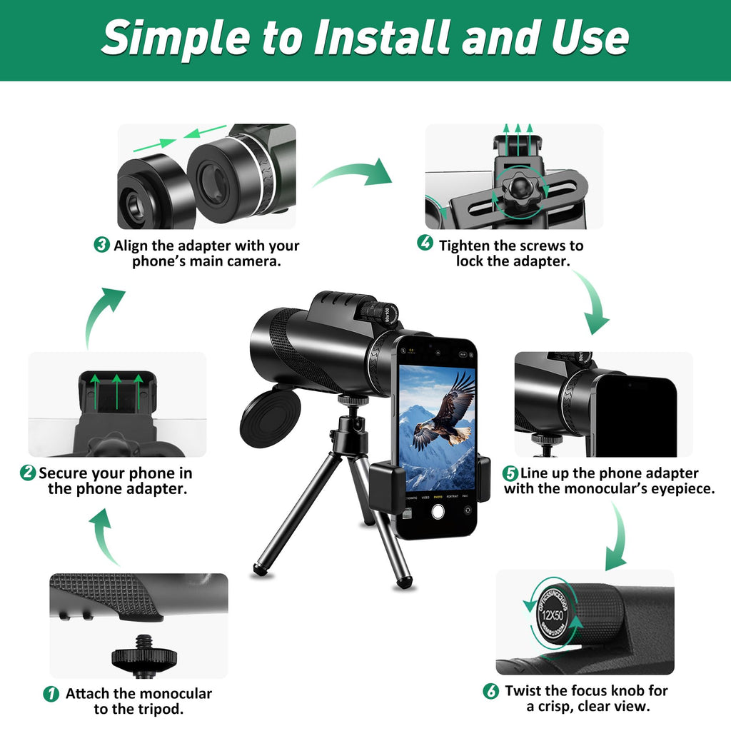 BFVV 80x100 High Powered Monocular Telescope for Adults Bird Watching (additional view 6)