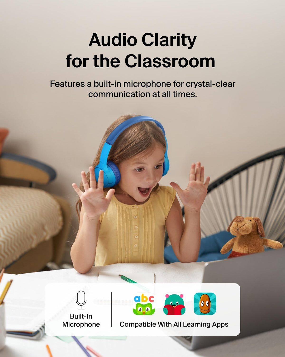 Belkin SoundForm Mini Kids Headphones - Blue / Wireless (USB-C) view 4