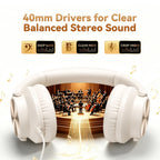 KVIDIO Wired Headphones with Mic - Beige view 1