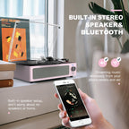Seasonlife Vinyl Record Player with Speakers Turntable for Vinyl,Pale Pink (additional view 3)