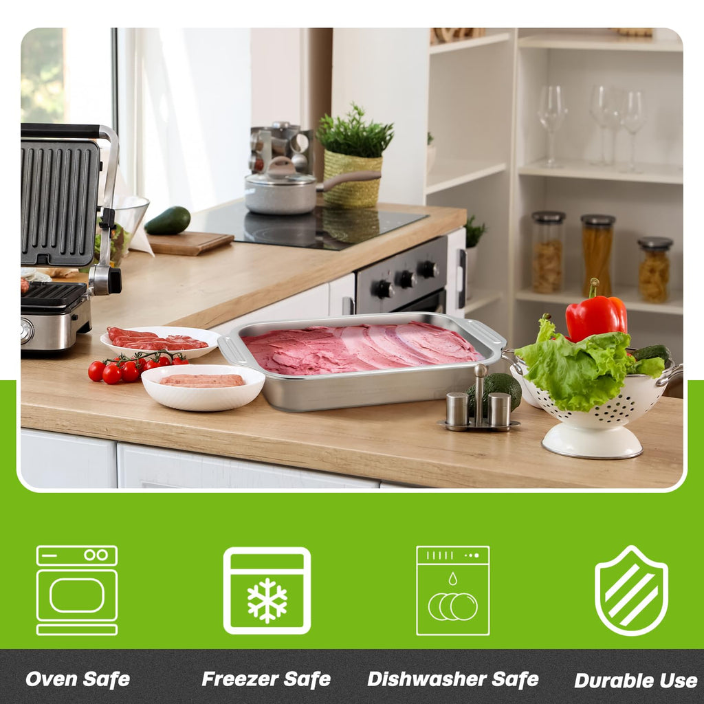 Funnymoom 2 Pcs Stainless Steel Rectangular Cake Pan with Handle - view 5
