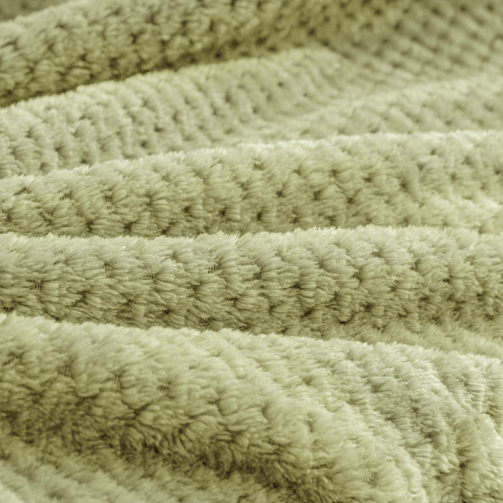 BEDELITE Travel Blanket with Bag, Jacquard Fleece Blanket 65"x40" - Sage Green view 5