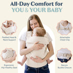 Ergonomic Hip-Healthy Baby Carrier, Front and Back Carry, 7-35 lbs - Vanilla view 3