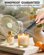 FUKKUDA Electric Arc Candle Lighter with Safety Switch - USB Rechargeable, Windproof & Flameless for Romantic Evenings