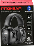PROHEAR 037 Bluetooth 6.0 Hearing Protection Headphones with Rechargeable 1100mAh Battery, 30dB SNR Safety Noise