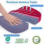 CushZone Memory Foam Seat Cushion for Office Hair, Car & Wheelchair, – Red (MPN-CZ0004-RE)