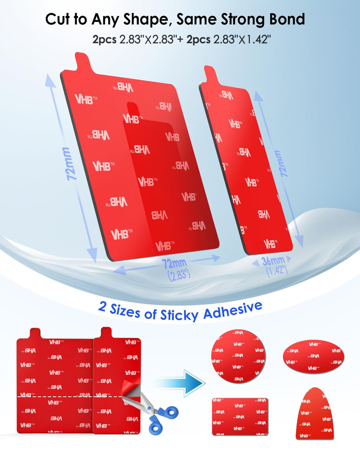 4Pcs Adhesive Sticky Pads for Dash Cam, Square High Heat Resistant Double-Sided Sticker (additional view 2)