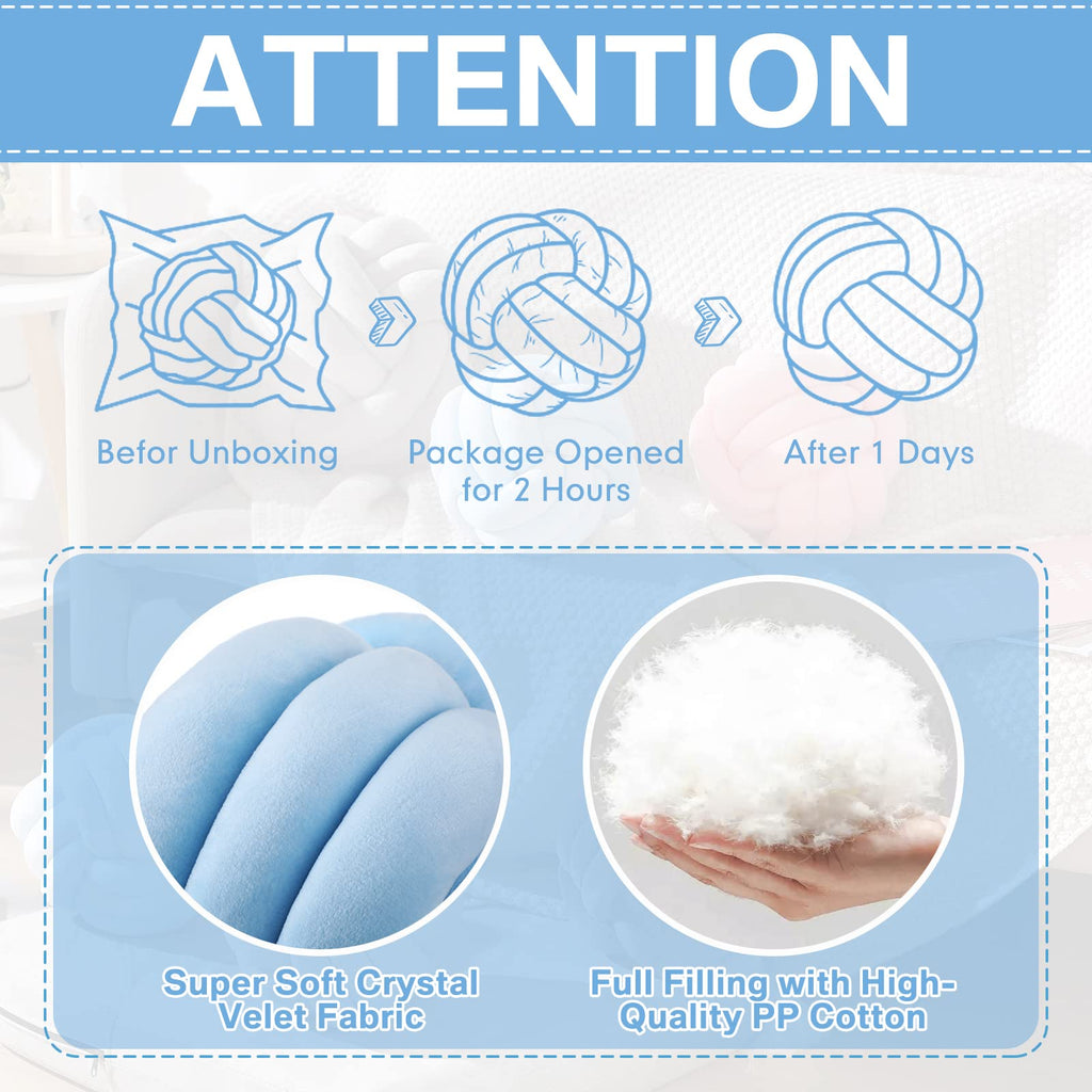 Namalu 2 Pcs Knot Pillow Decorative Throw Pillow - Sky Blue / 7.87 Inches view 5