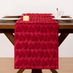 Red Heart Valentine's Day Romantic Plush Faux Fur Jacquard Table Runner (additional view 1)