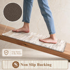 KIMODE Anti Fatigue Kitchen Mat, Abstract Farmhouse Kitchen Rugs Sets of 2 - Light Brown/Multi / 17.3" x 47"+17.3" x 29"--0.47 inches view 3
