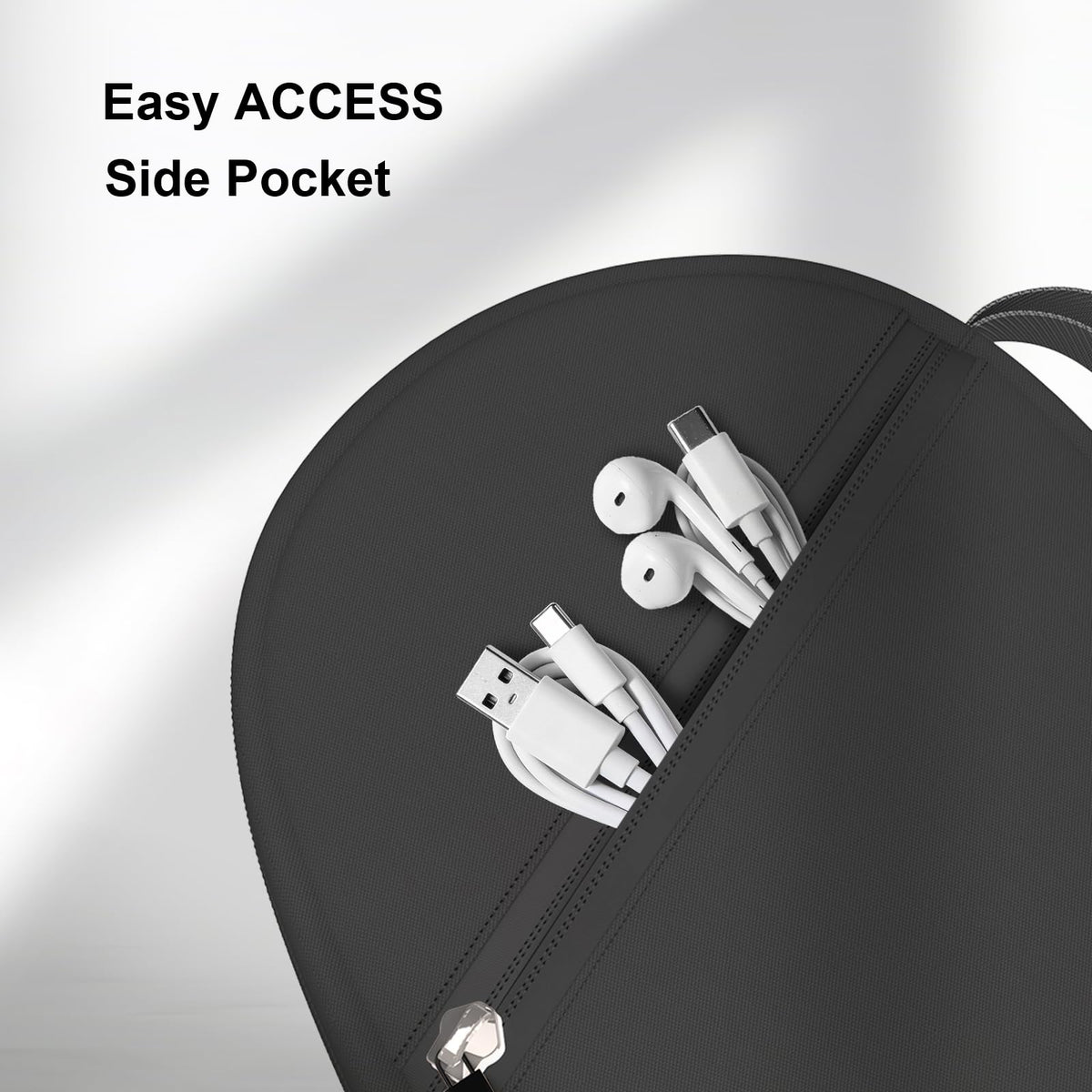 Headphone Case Compatible with JBL/Beats/Sony/BERIBES/SoundCore/TOZO/KVIDIO/JLab/Bose, Ultra-Thin Headphone Bag Travel Carrying Universal - Black view 7