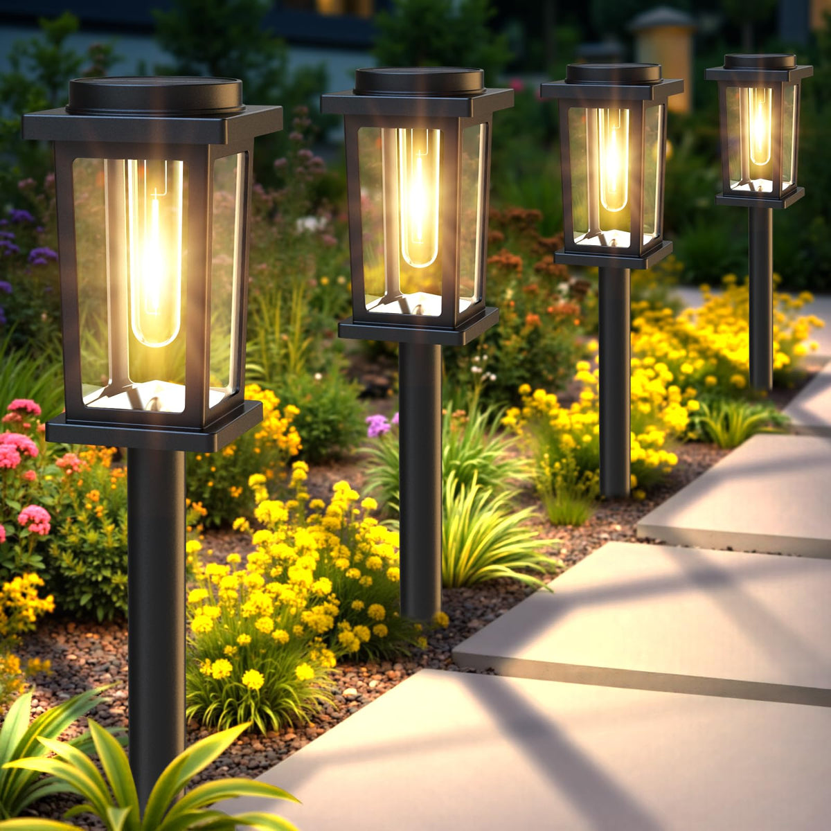 Melunar Solar Pathway Lights Outdoor - Warm White / 12
