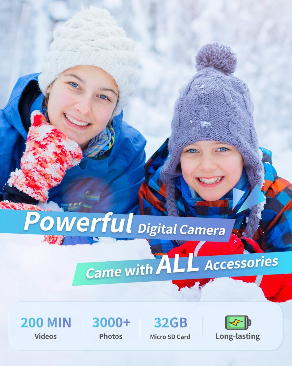Lecran Digital Camera, FHD 1080P Point and Shoot Camera for Kids Teens, 32GB Card (DC403)