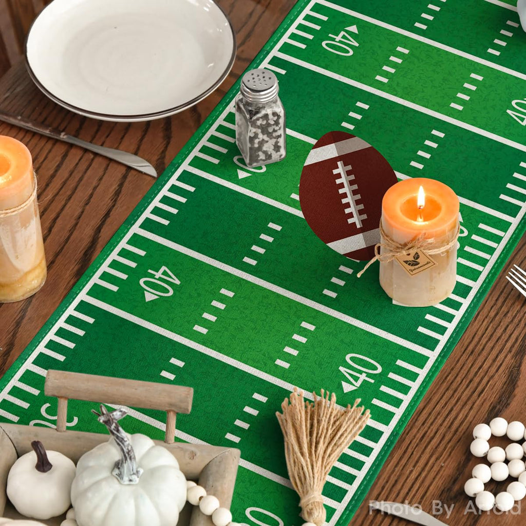 Artoid Mode Touch Down American Football Court Table Runner, Rugby Boy Fall Birthday Party Kitchen Dining Table