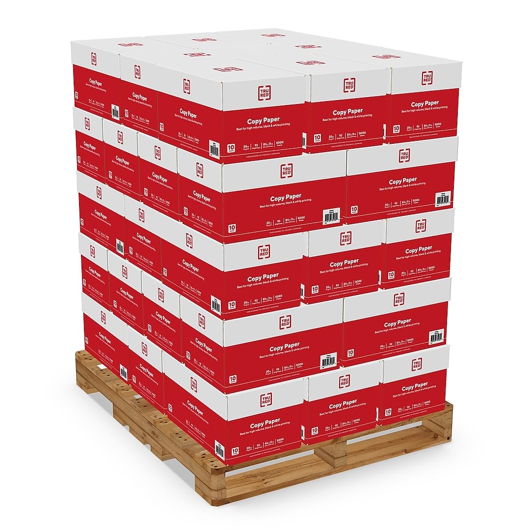 STAPLES TRU RED Copy Paper, 8.5x11, 20 lb, 92 Bright, 400 Rm/Pallet (TR56958DLQO)