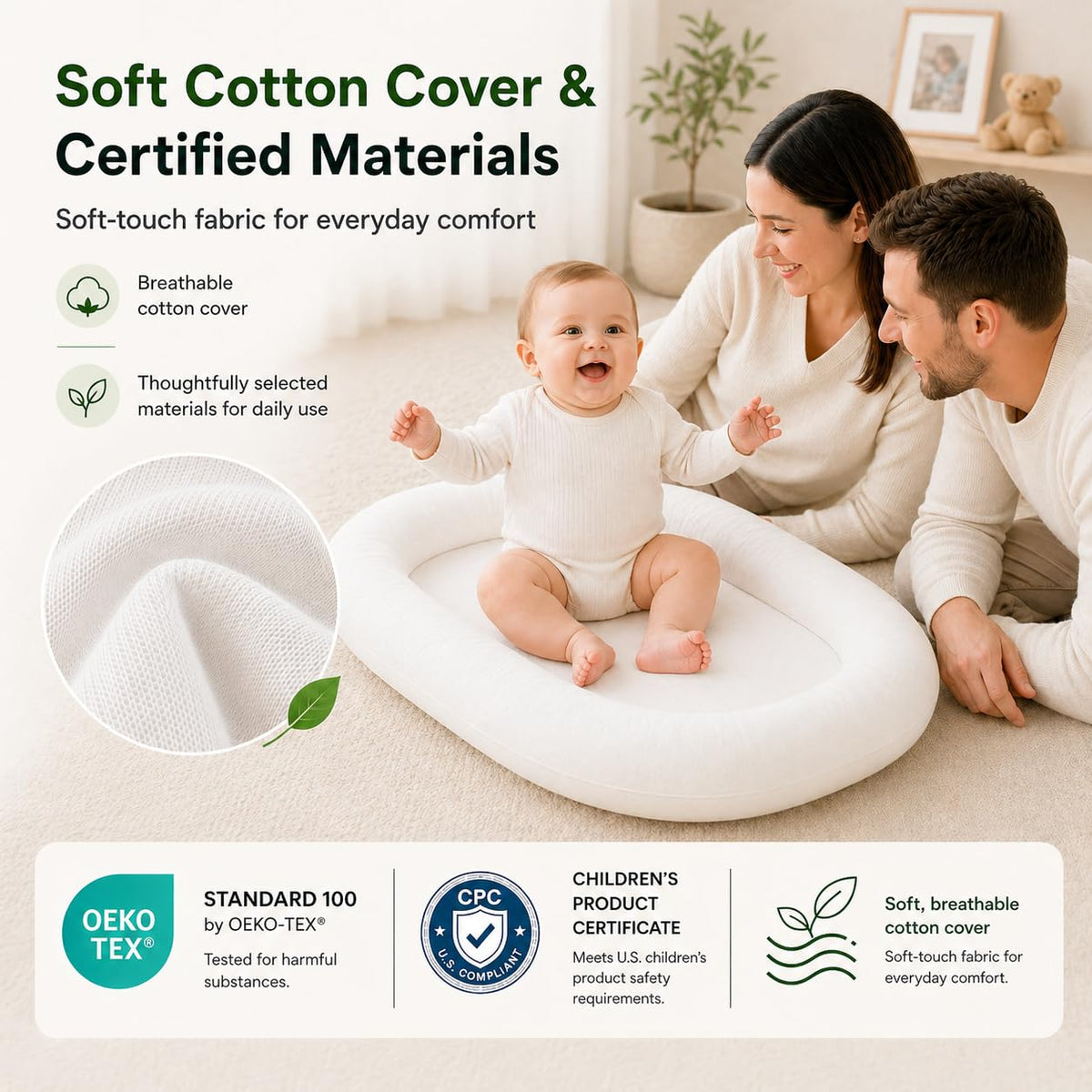 Mapotf Baby Lounger for Newborns 0-24 Months - Baby Essentials