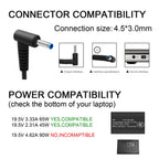 HIBBO Extra Long 10FT Charger for HP Laptop 65W 45W Smart Blue Tip Power Adapter (HP Laptop charger blue tip)