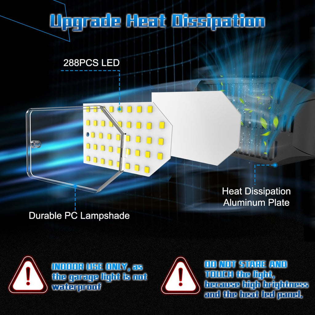 POLARPRA LED Garage Lights - 30000LM Super Brighter Garage Lighting w/ 6 Deformable (additional view 3)