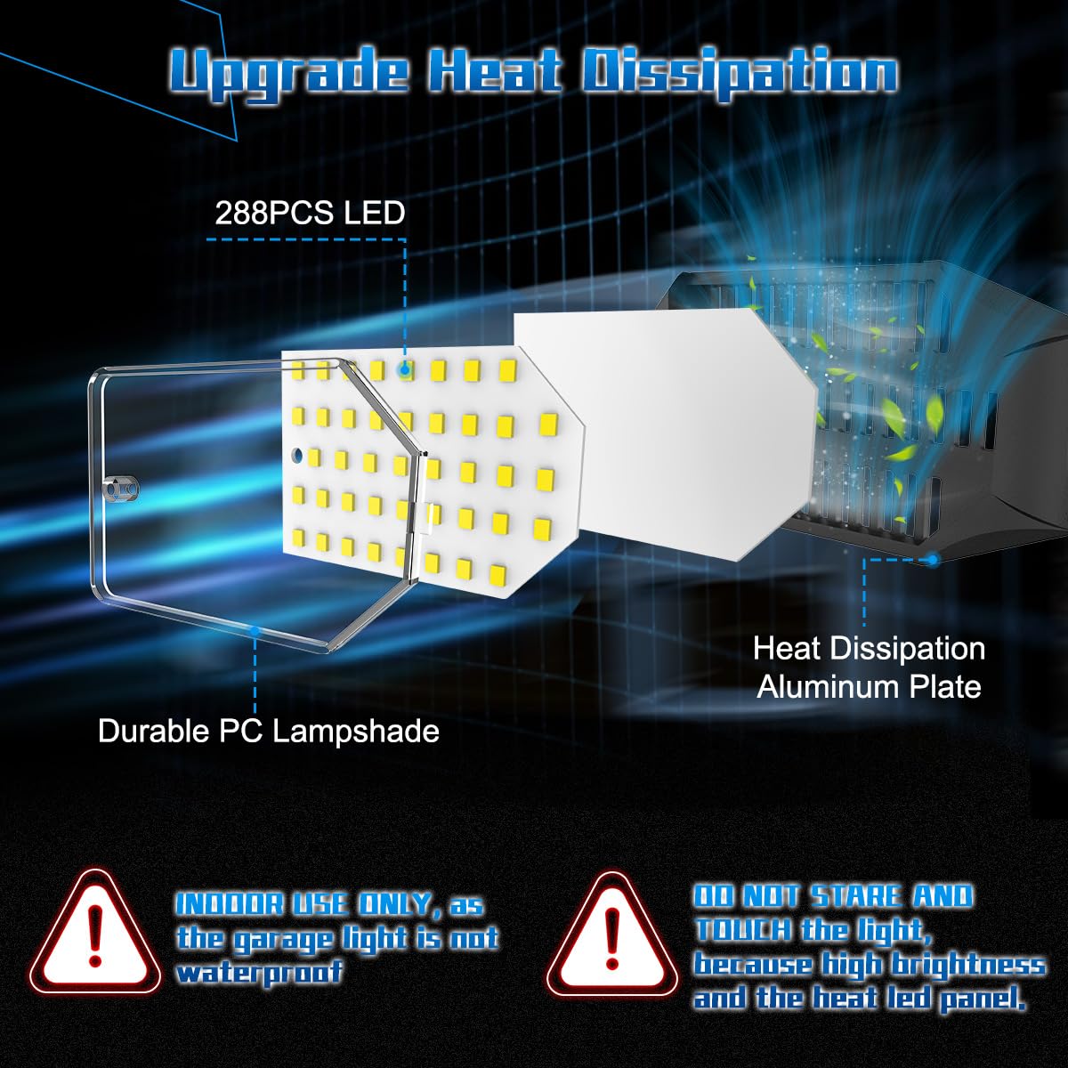 POLARPRA LED Garage Lights - 30000LM Super Brighter Garage Lighting w/ 6 Deformable (additional view 3)