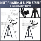 NEYLANG Telescope, 70mm Aperture Portable Refractor Telescope for Astronomy Beginners - White / 70x400MM view 7
