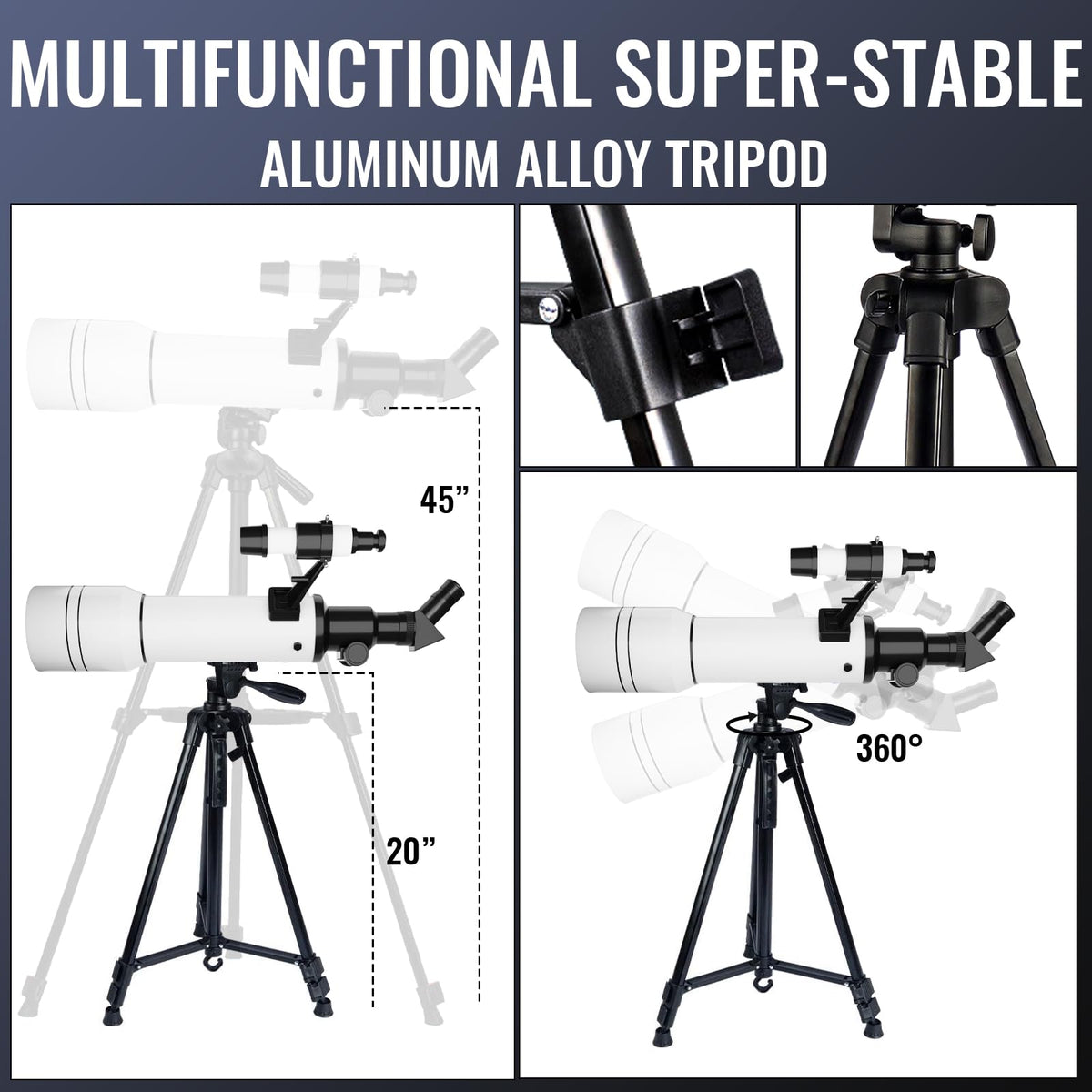 NEYLANG Telescope, 70mm Aperture Portable Refractor Telescope for Astronomy Beginners - White / 70x400MM view 7