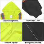 TICONN Hi Vis Safety Hoodie, ANSI Class 3 Reflective Fleece Sweatshirt (additional view 2)