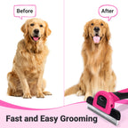 MIU COLOR Pet Grooming Brush Deshedding Tool for Dogs & Cats - Hot Pink / Short and Medium Hair view 3
