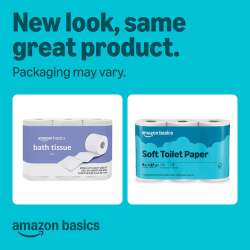Amazon Basics 2-Ply Soft Toilet Paper, 30 Rolls (5 Packs of 6), 350 Sheets per Roll, Septic Safe, Equivalent to 185