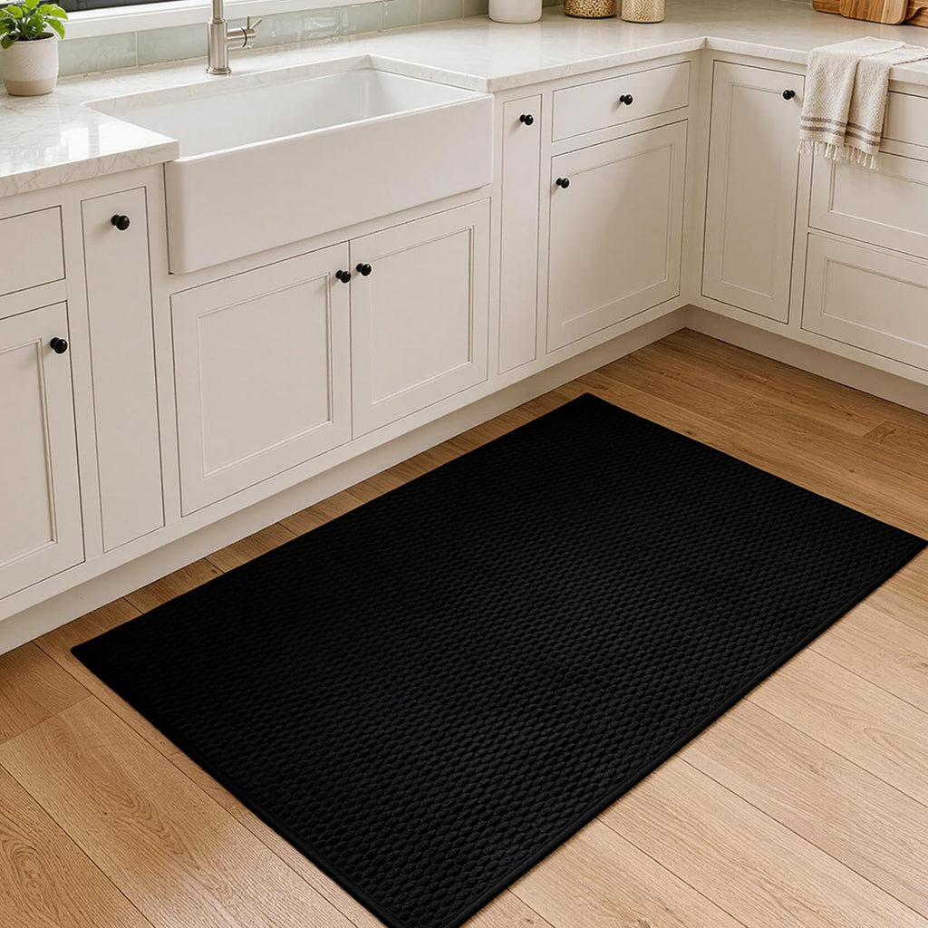 Sunfly Runner Rug with Non Slip Rubber Backing - Black / 2' x 3' (Rectangular) view 2