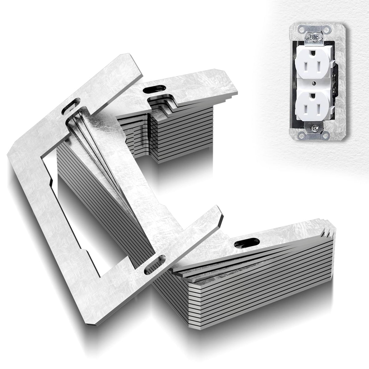 Wall Plate Spacers 15 Pcs, Flush Fit Device Level Plate for Wall Outlets Repair and Loose