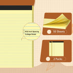 Glyanlee Legal Pads 8.5 x 11 Ruled Notepads, 50 Sheets/Pad - Yellow / 2 Pack view 2