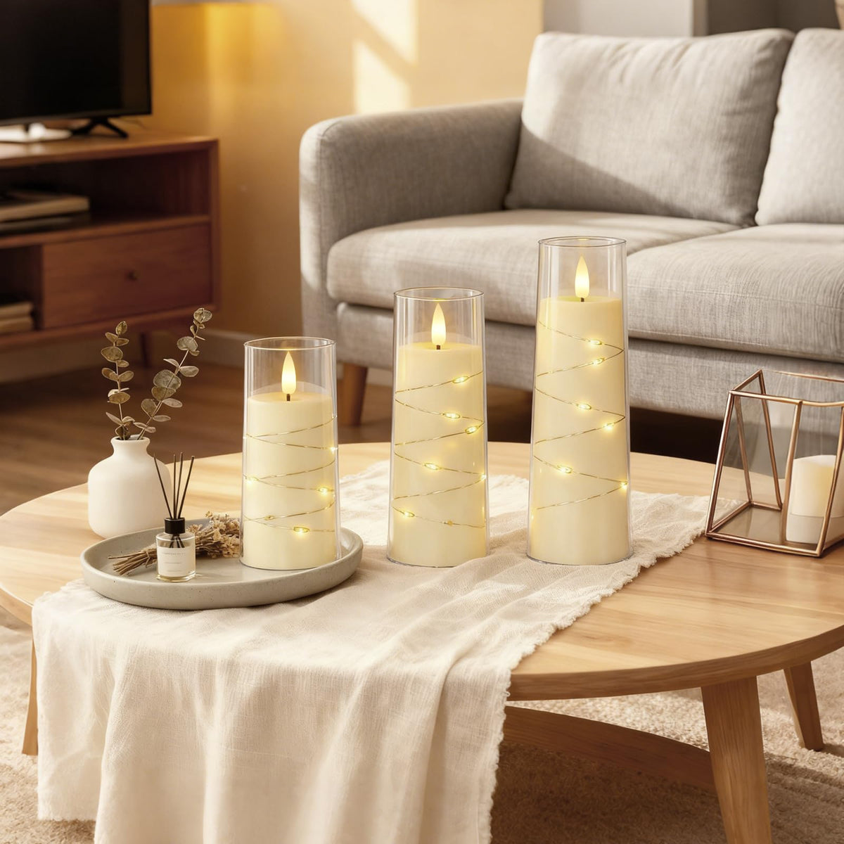 Raycare Flameless Candles with String Lights - 9pcs-Ivory view 8