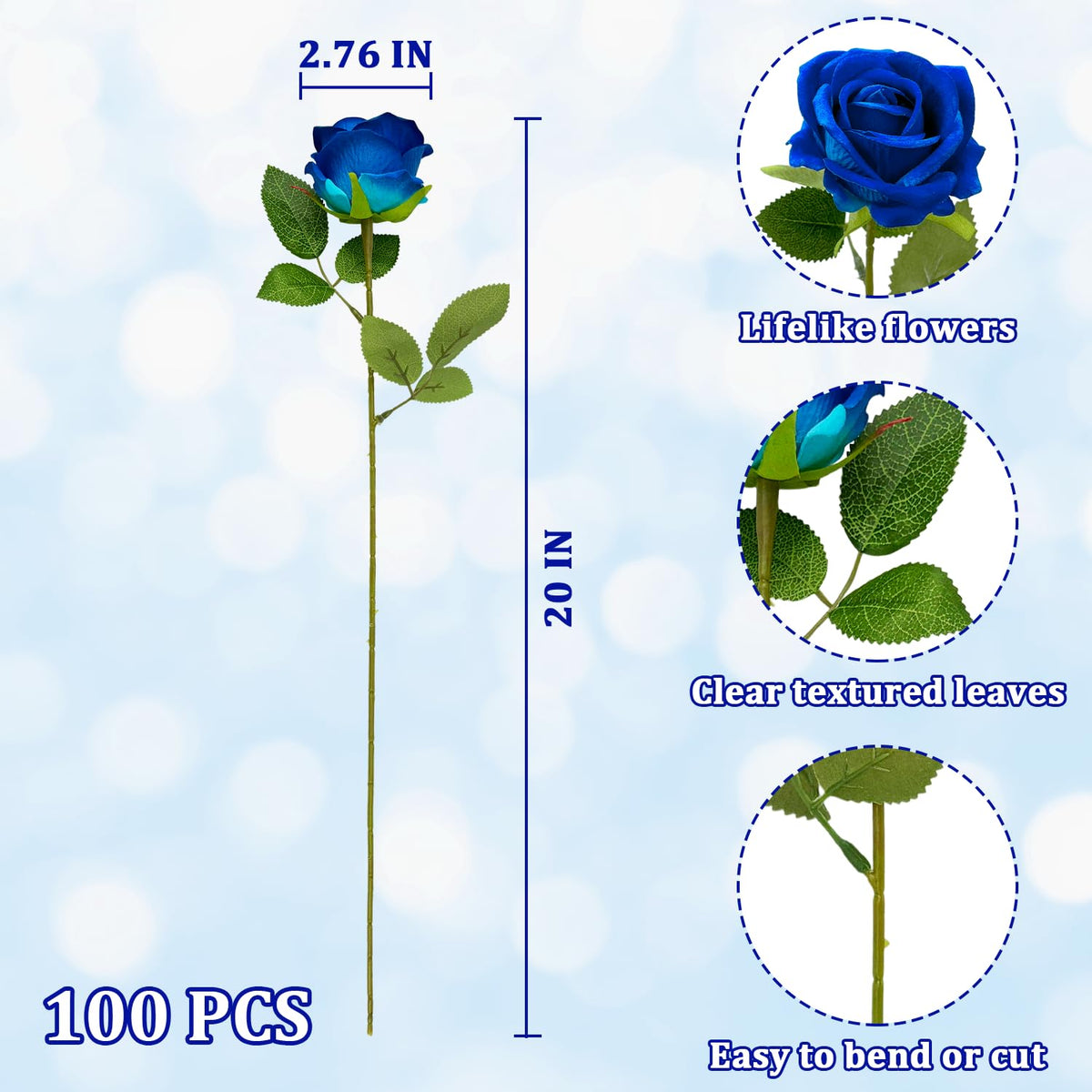 Wondrus Artificial Roses - Blue / 100 view 2