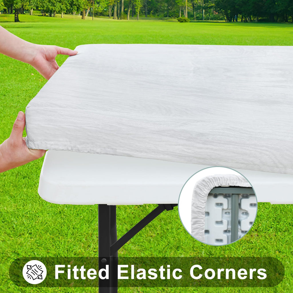 Smiry Rectangle Table Cloth, Waterproof Plastic Table Cover - Grey & White / 96" x 30" (Rectangular) view 1
