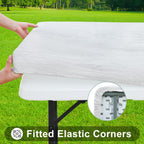 Smiry Rectangle Table Cloth, Waterproof Plastic Table Cover - Grey & White / 96" x 30" (Rectangular) view 1