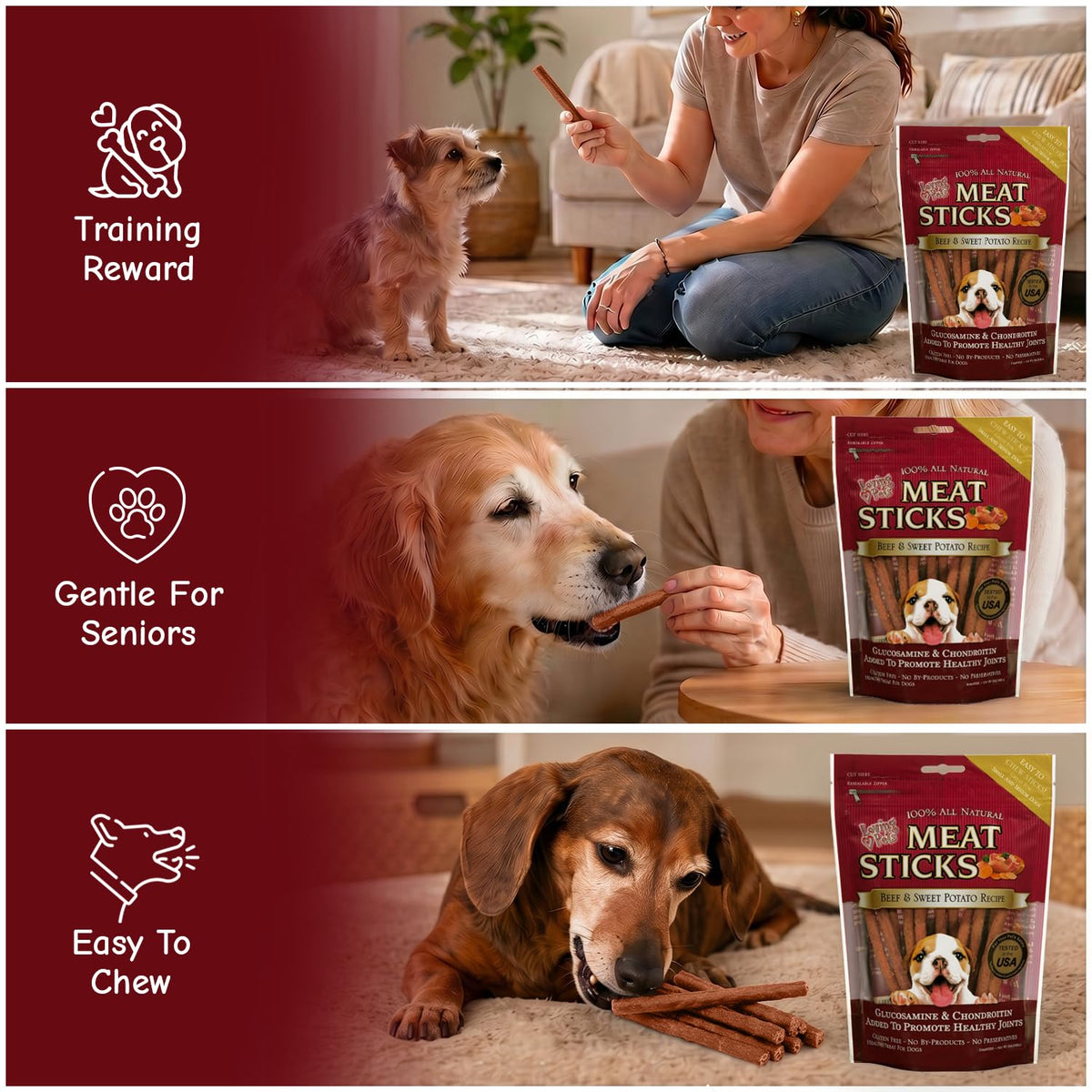 Loving Pets Meat Sticks Dog Treats - Sweet Potato and Beef Recipe view 3