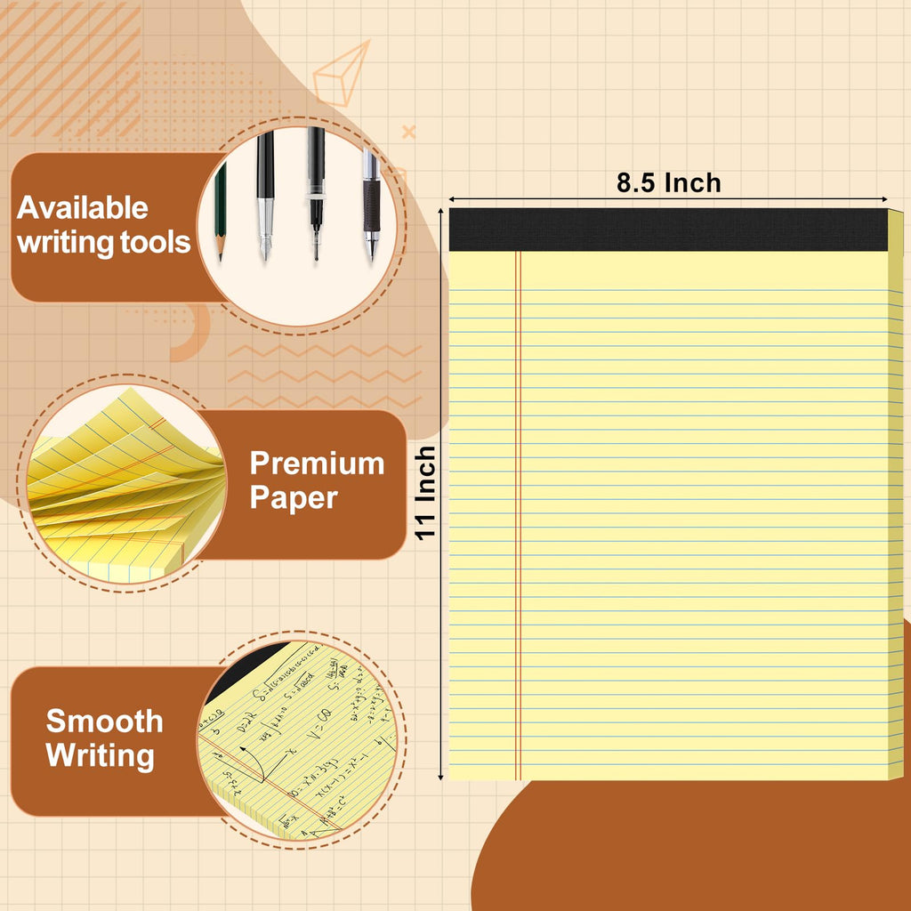 Glyanlee Legal Pads 8.5 x 11 Ruled Notepads, 50 Sheets/Pad - Yellow / 2 Pack view 1