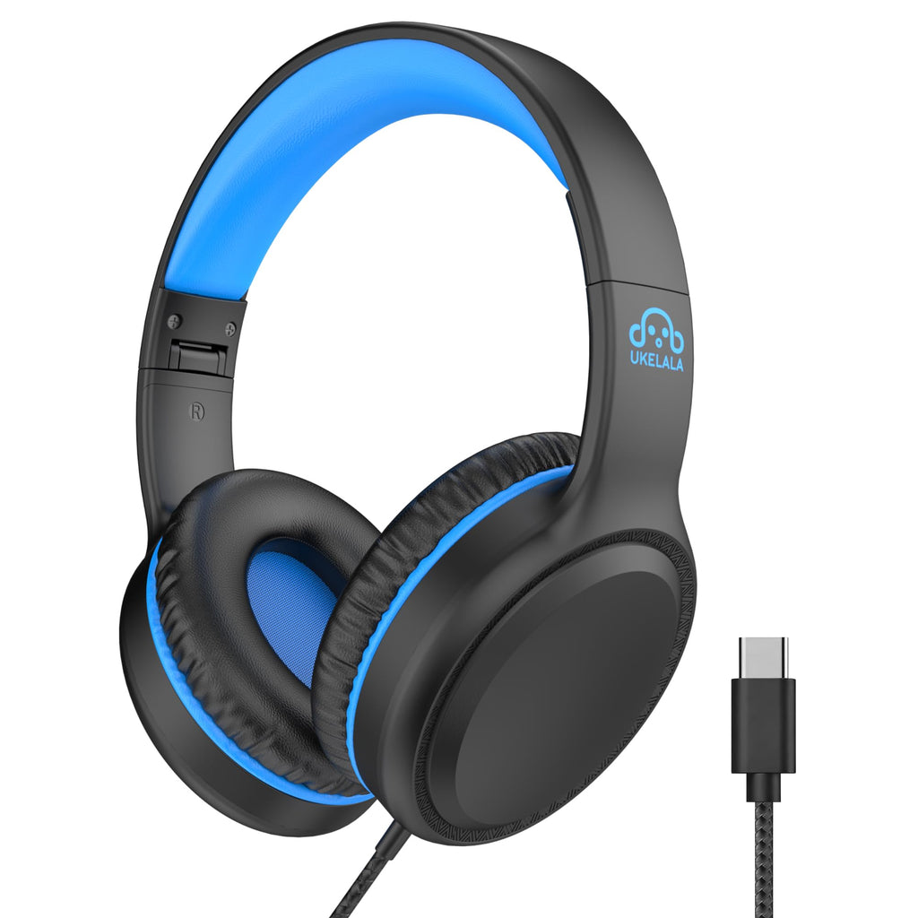UKELALA U2C Type C Headphones - Black/Blue
