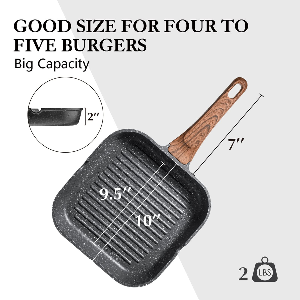 SENSARTE Nonstick Grill Pan for Stove Tops, Versatile Griddle with Pour Spouts, Square Big Cooking Surface, Durable (Pack of 3)