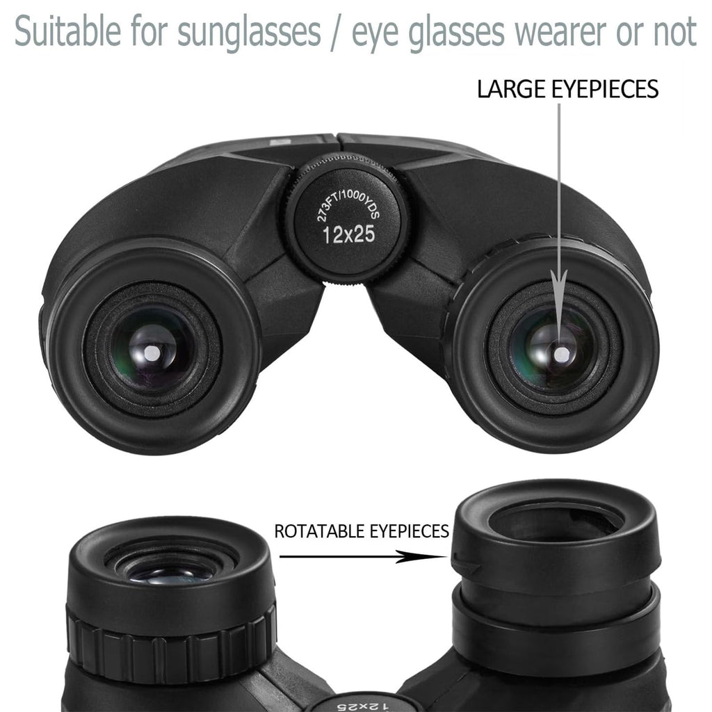 Occer 12x25 Compact Binoculars for Adults and Kids (BINO-0827)
