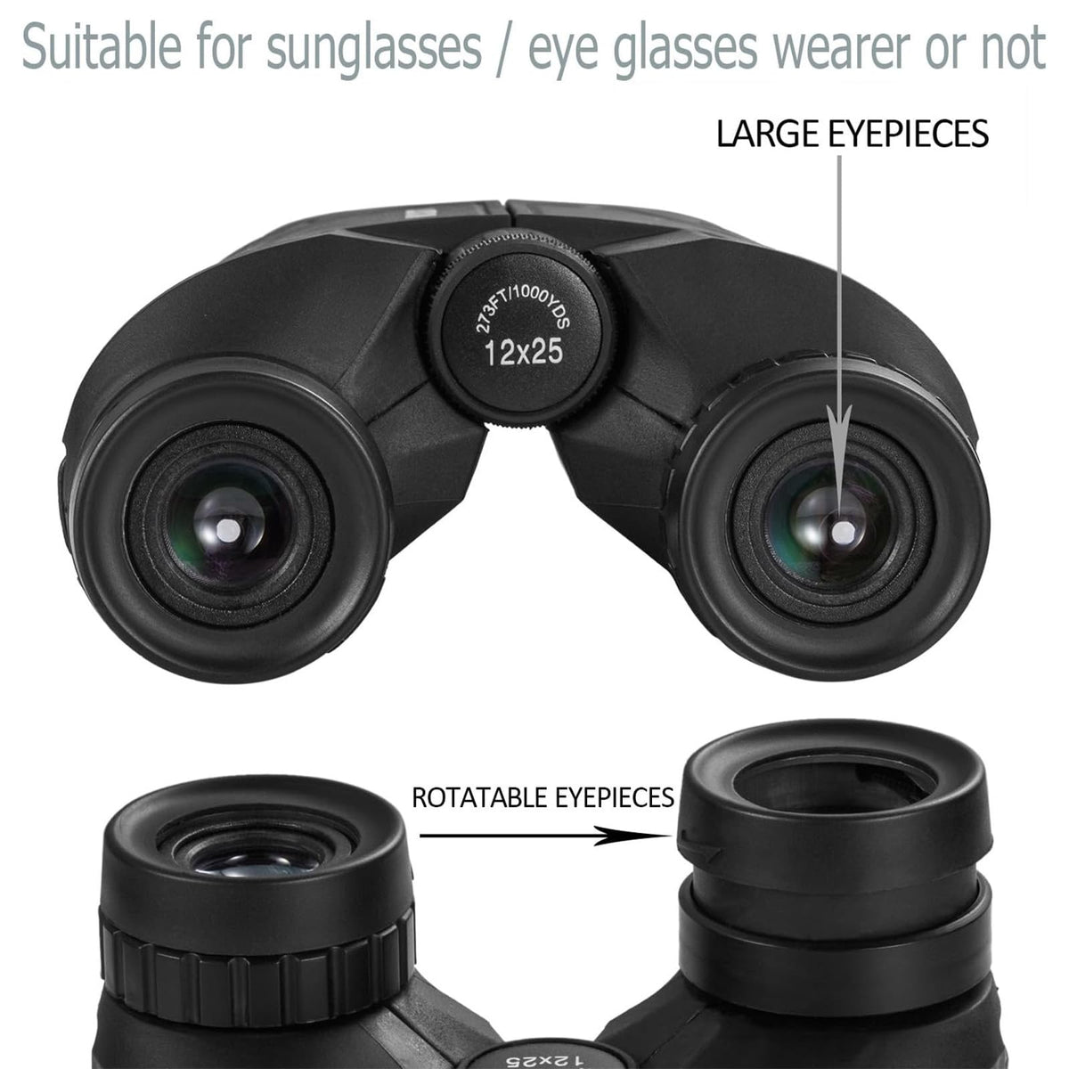Occer 12x25 Compact Binoculars for Adults and Kids (BINO-0827)