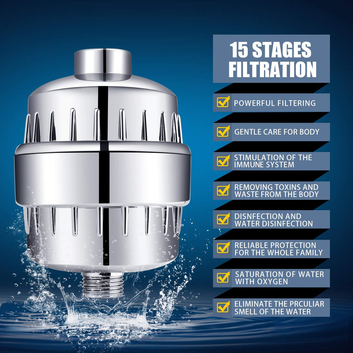 FEELSO Shower Head with Shower Filter, Filtered Shower Head for Hard Water (21651)