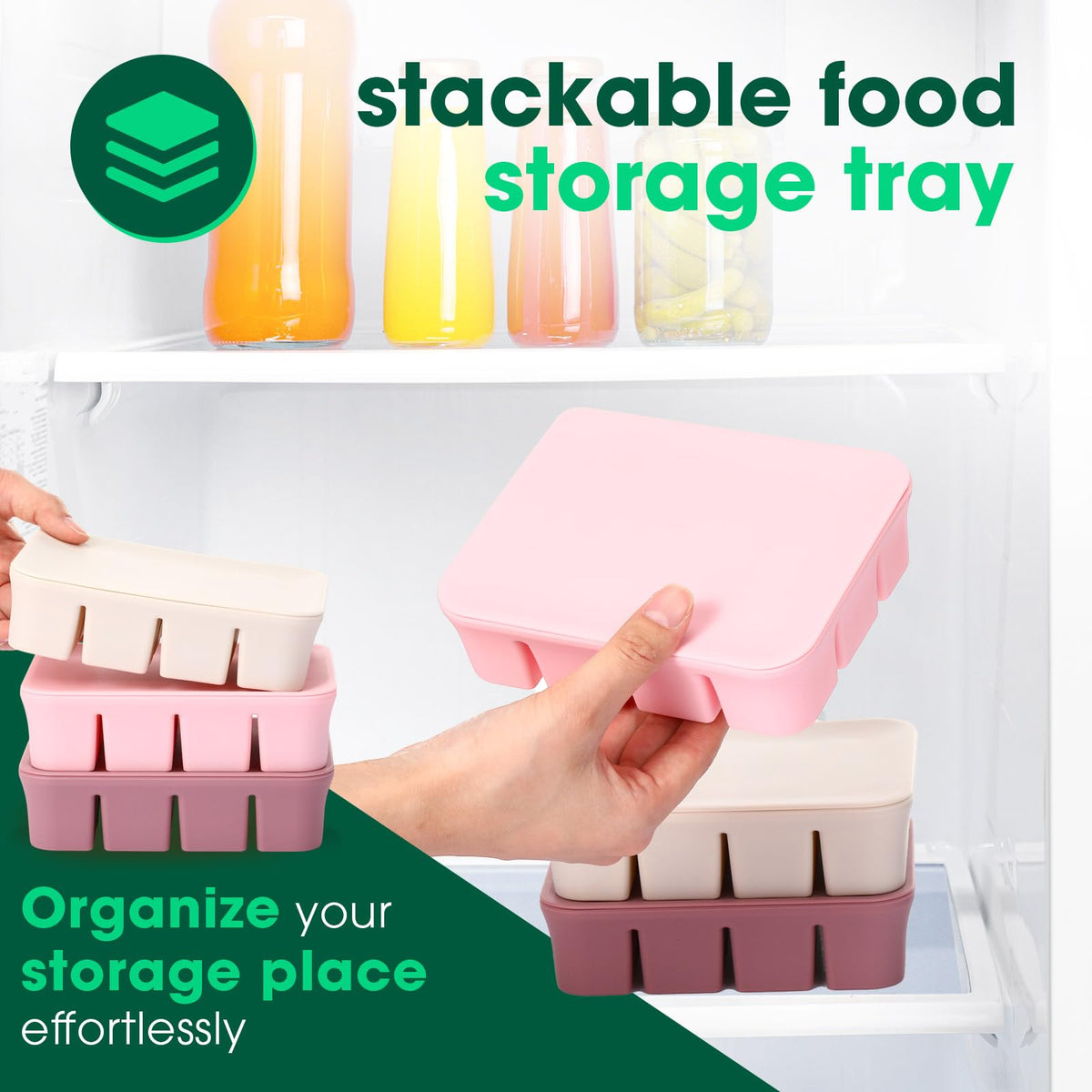 3 Pack Baby Food Freezer Tray with Lids - Purple, Pink, White view 5