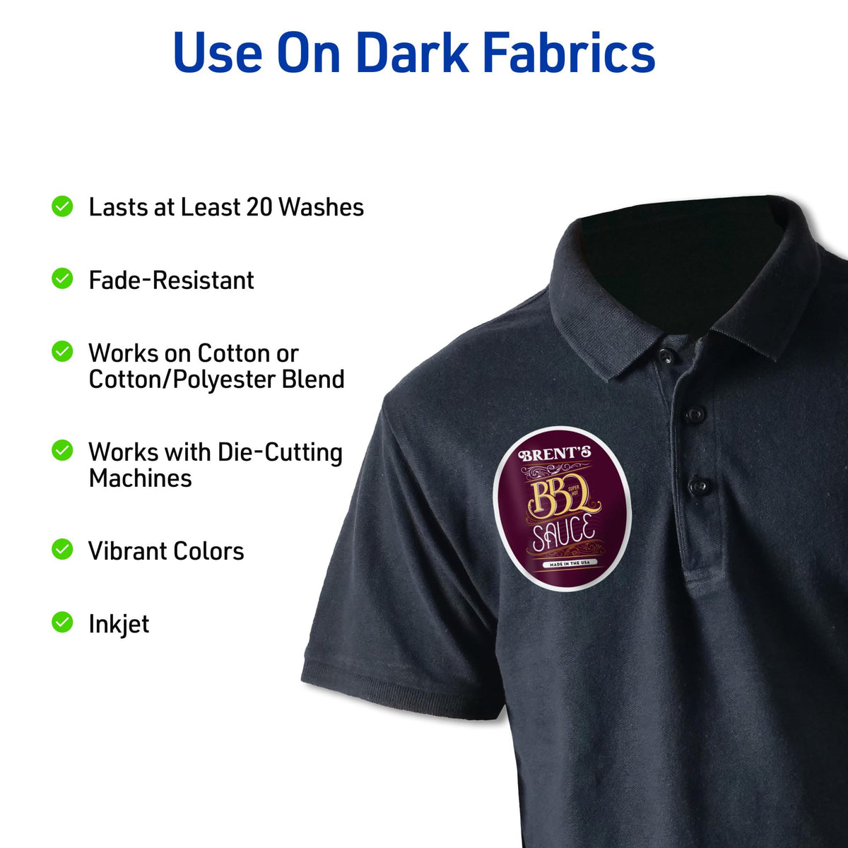 Avery Printable Heat Transfer Paper for Dark Fabrics, 8.5" x 11", Inkjet Printer Compatible