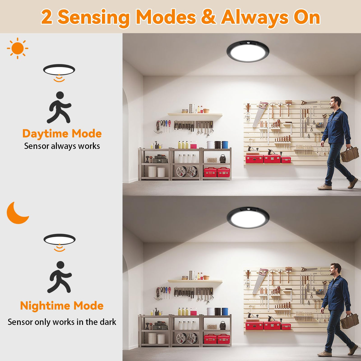 KYEKIO Rechargeable Motion Sensor Ceiling Light with Remote - Black view 4